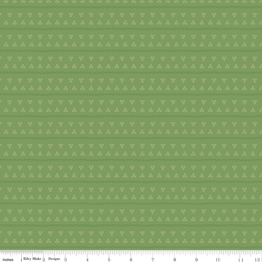 Gentler Times Quilt Fabric by Lori Holt - Remember in Basil Green - C16483-BASIL