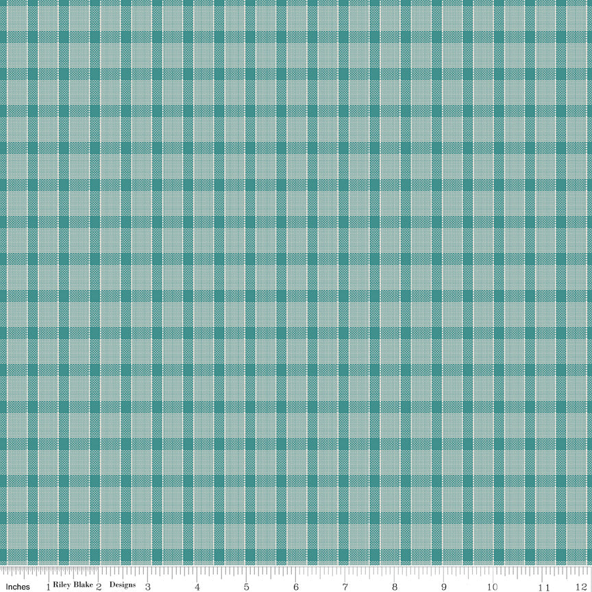 Gentler Times Quilt Fabric by Lori Holt - Whippersnapper in Cozy Aqua - C16488-COZY
