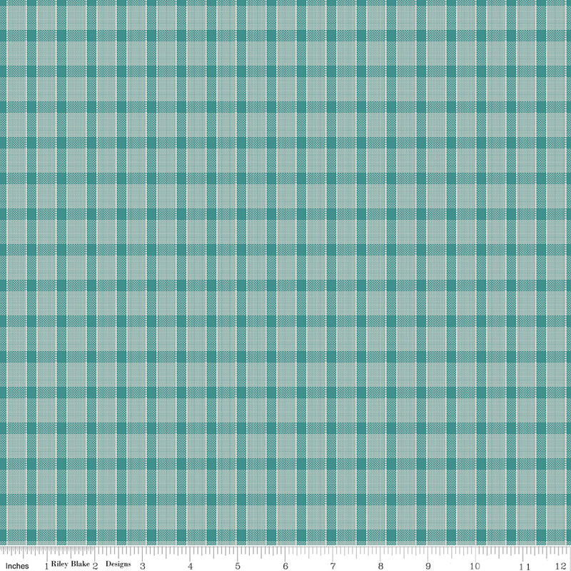Gentler Times Quilt Fabric by Lori Holt - Whippersnapper in Cozy Aqua - C16488-COZY