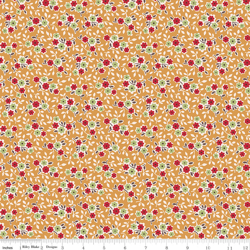 Gentler Times Quilt Fabric by Lori Holt - Cherish in Cider Gold - C16473-CIDER