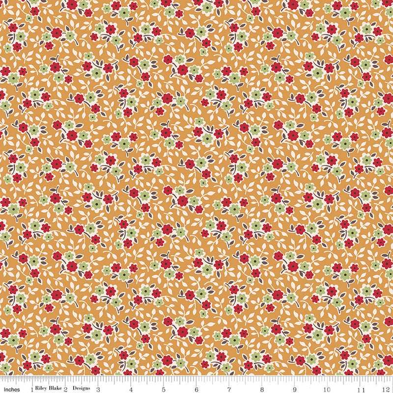 Gentler Times Quilt Fabric by Lori Holt - Cherish in Cider Gold - C16473-CIDER