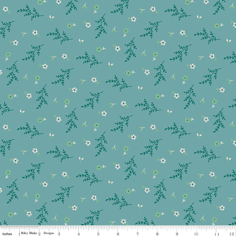 Gentler Times Quilt Fabric by Lori Holt - Delightful in Raindrop Aqua - C16474-RAINDROP