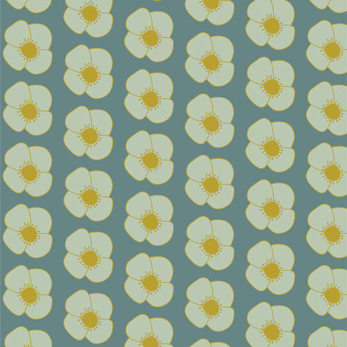GeoBloom Quilt Fabric - Joyful Poppies in Aqua/Green - SBC-GB-1013