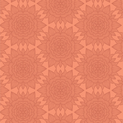 GeoBloom Quilt Fabric - Lineal Bloom in Coral Orange - SBC-GB-1011