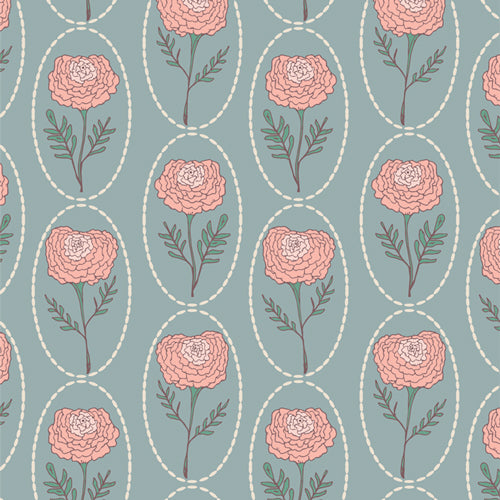 GeoBloom Quilt Fabric - Marigold Charm in Blue/Pink - SBC-GB-1052