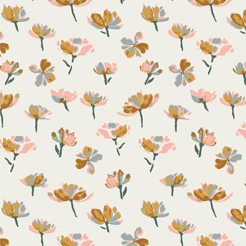 GeoBloom Quilt Fabric - Watercolor Blooms in White/Multi - SBC-GB-1050