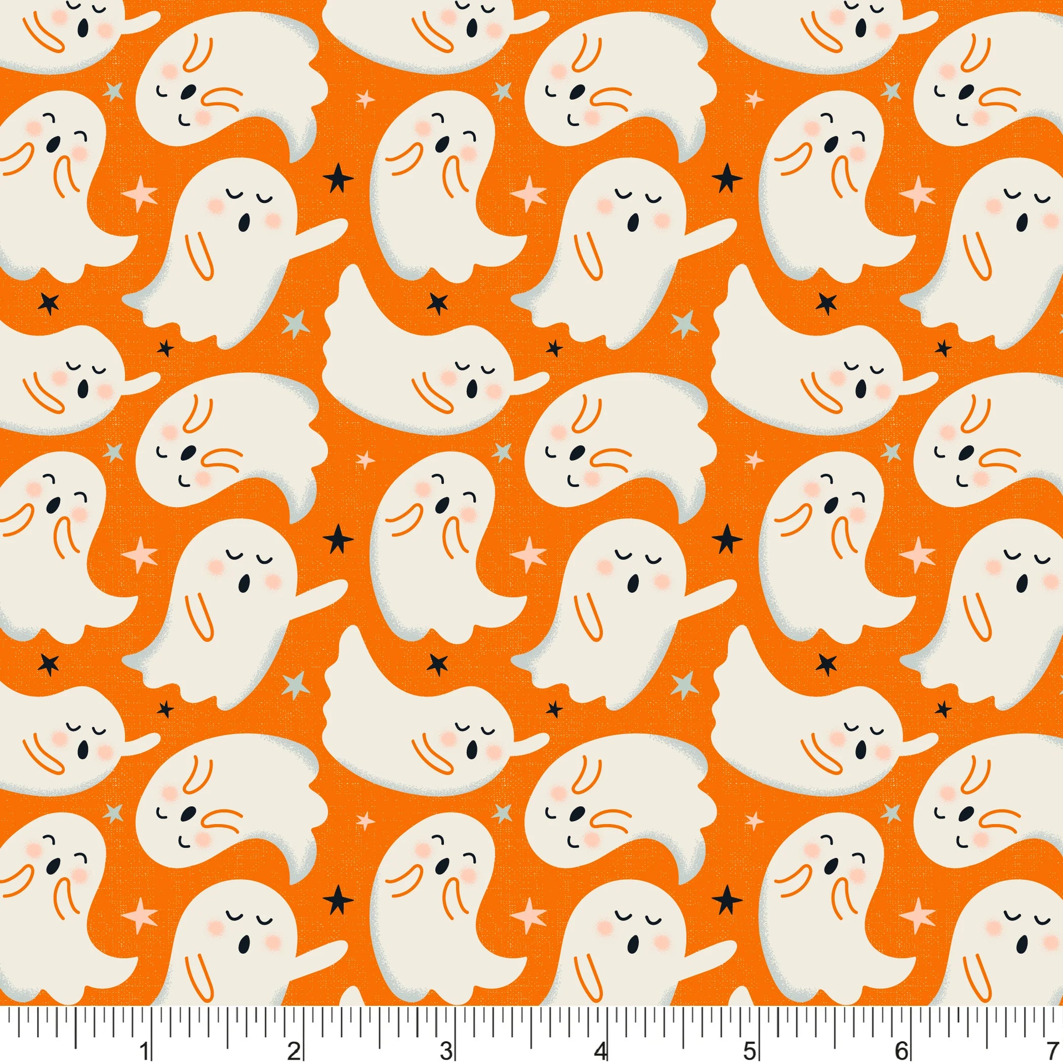 Ghostly Garden Quilt Fabric - Ghostly Night in Orange - PH0685
