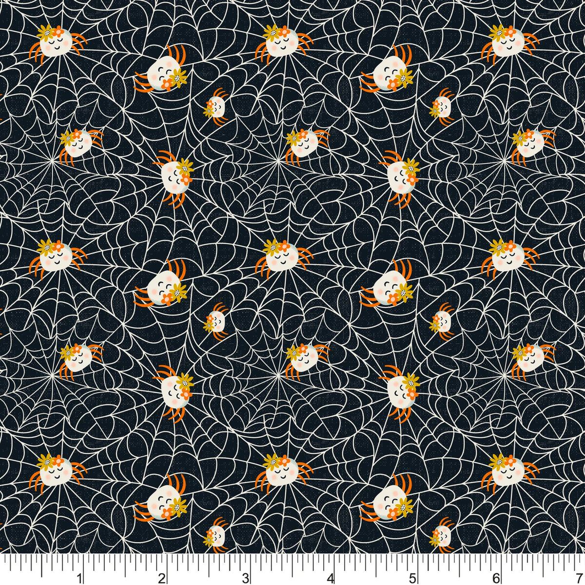 Ghostly Garden Quilt Fabric - Spinning a Web in Black - PH0684