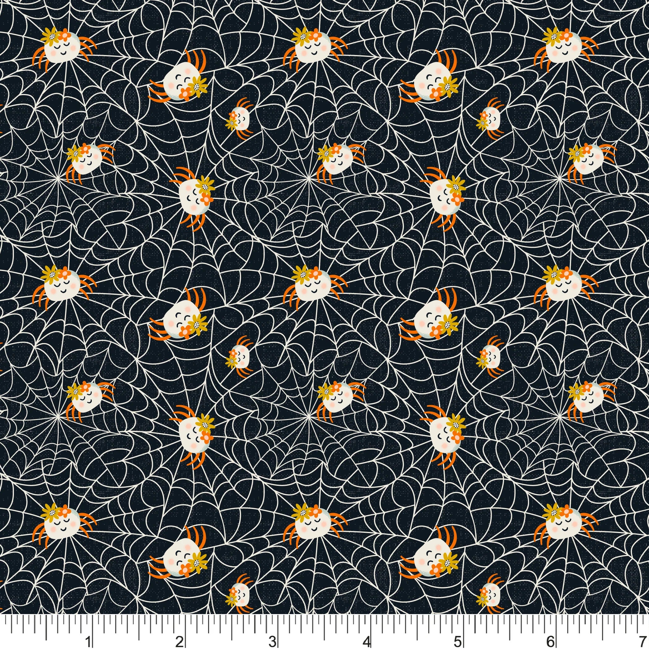 Ghostly Garden Quilt Fabric - Spinning a Web in Black - PH0684