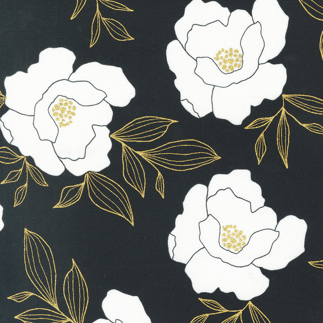 Gilded Quilt Fabric - Bold Blossoms in Ink Black - 11530 16M