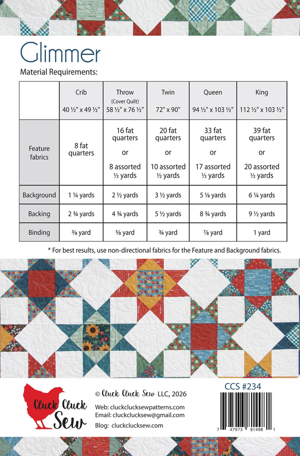 Glimmer Quilt Pattern from Cluck Cluck Sew - CCS234