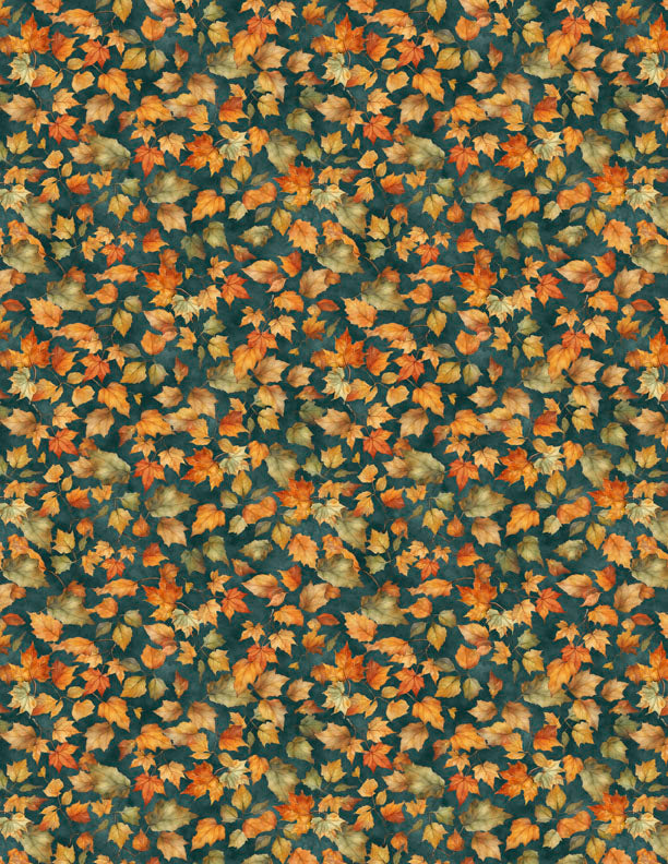 Glorious Fall Quilt Fabric - Leaves in Blue - 1665 33912 478