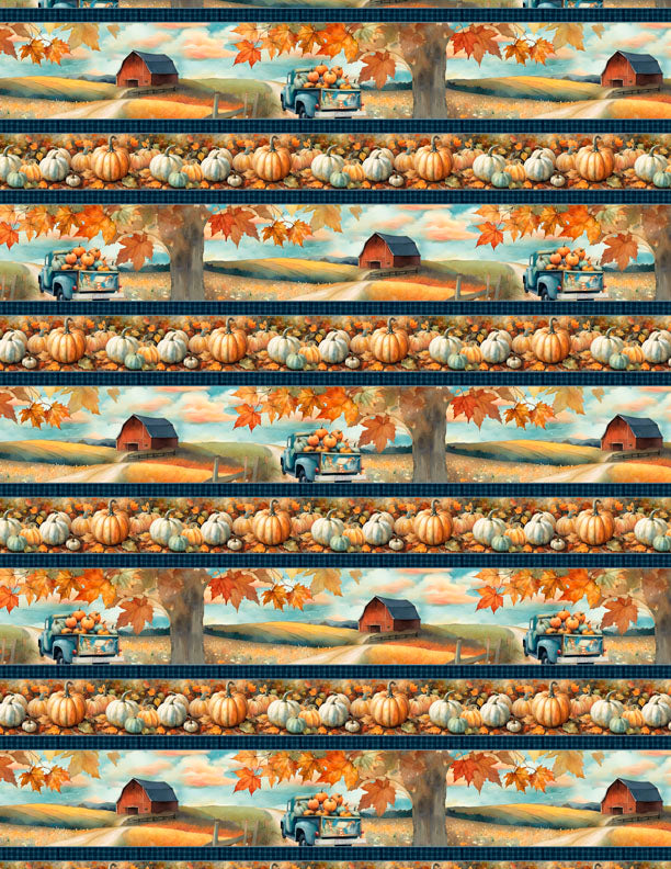 Glorious Fall Quilt Fabric - Repeating Border Stripe in Multi - 1665 33907 482