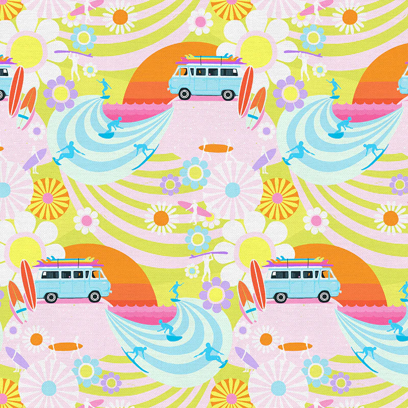 Goin' Surfin' Quilt Fabric - Endless Summer in Rainbow Multi - 12024822