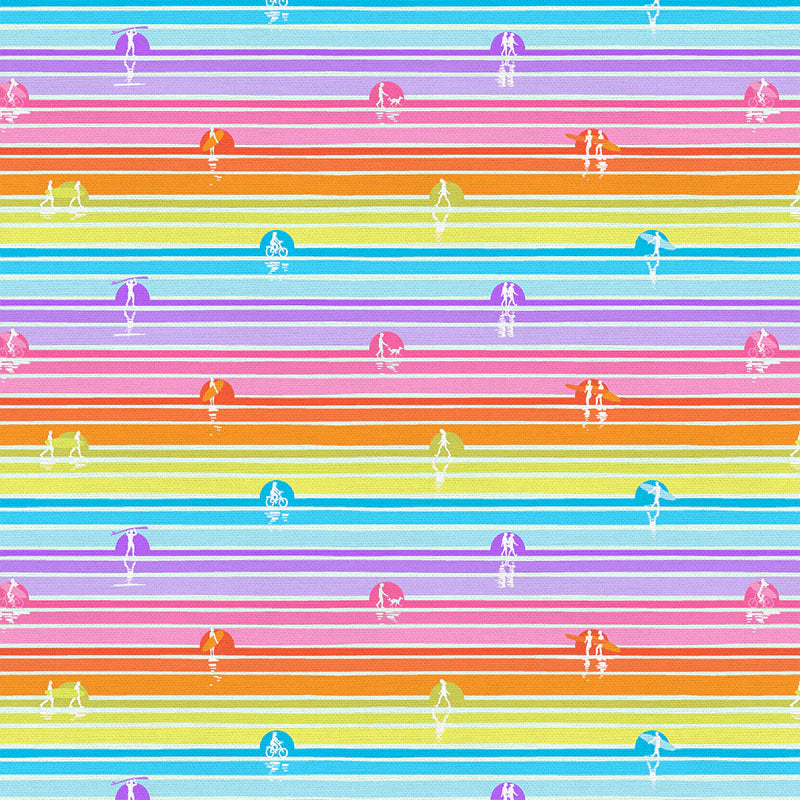 Goin' Surfin' Quilt Fabric - Sunset Stripe in Rainbow Multi - 12024824