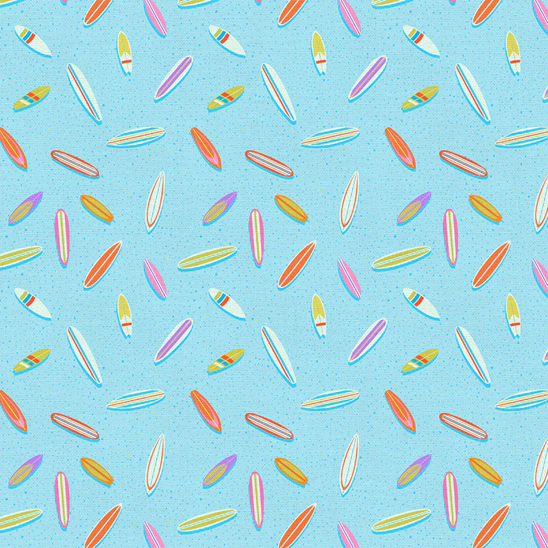 Goin' Surfin' Quilt Fabric - Surfboards in Blue - 12024828