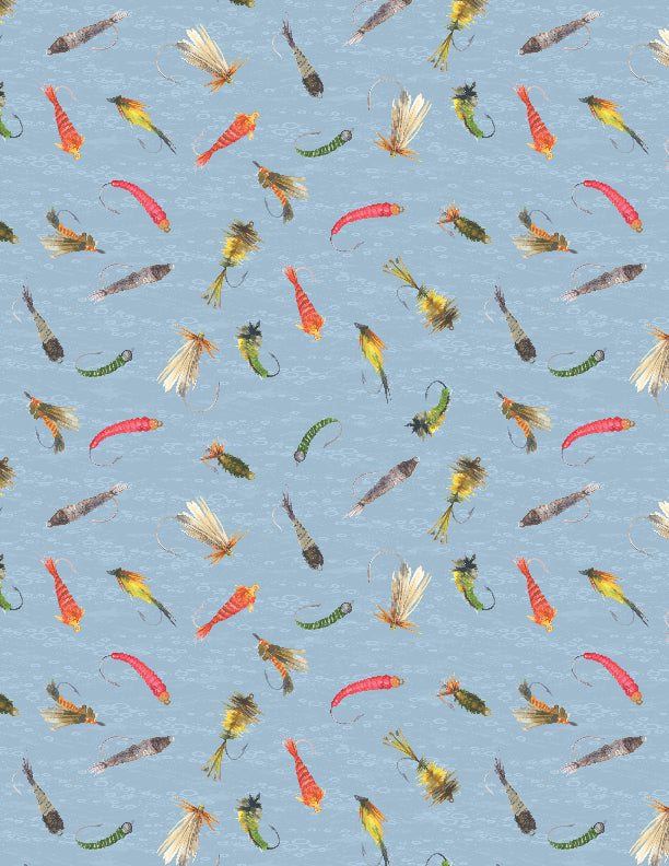 Gone Fishing Quilt Fabric - Fishing Lures All Over in Blue - 3061 21764 435