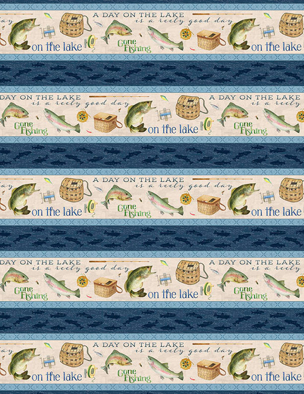 Gone Fishing Quilt Fabric - Repeating Stripe in Multi - 3061 21761 417