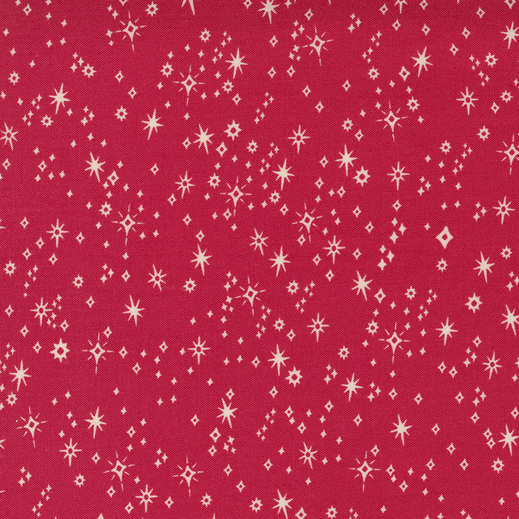 Good News Great Joy Quilt Fabric - Starry Snowfall in Holly Red - 45565 13