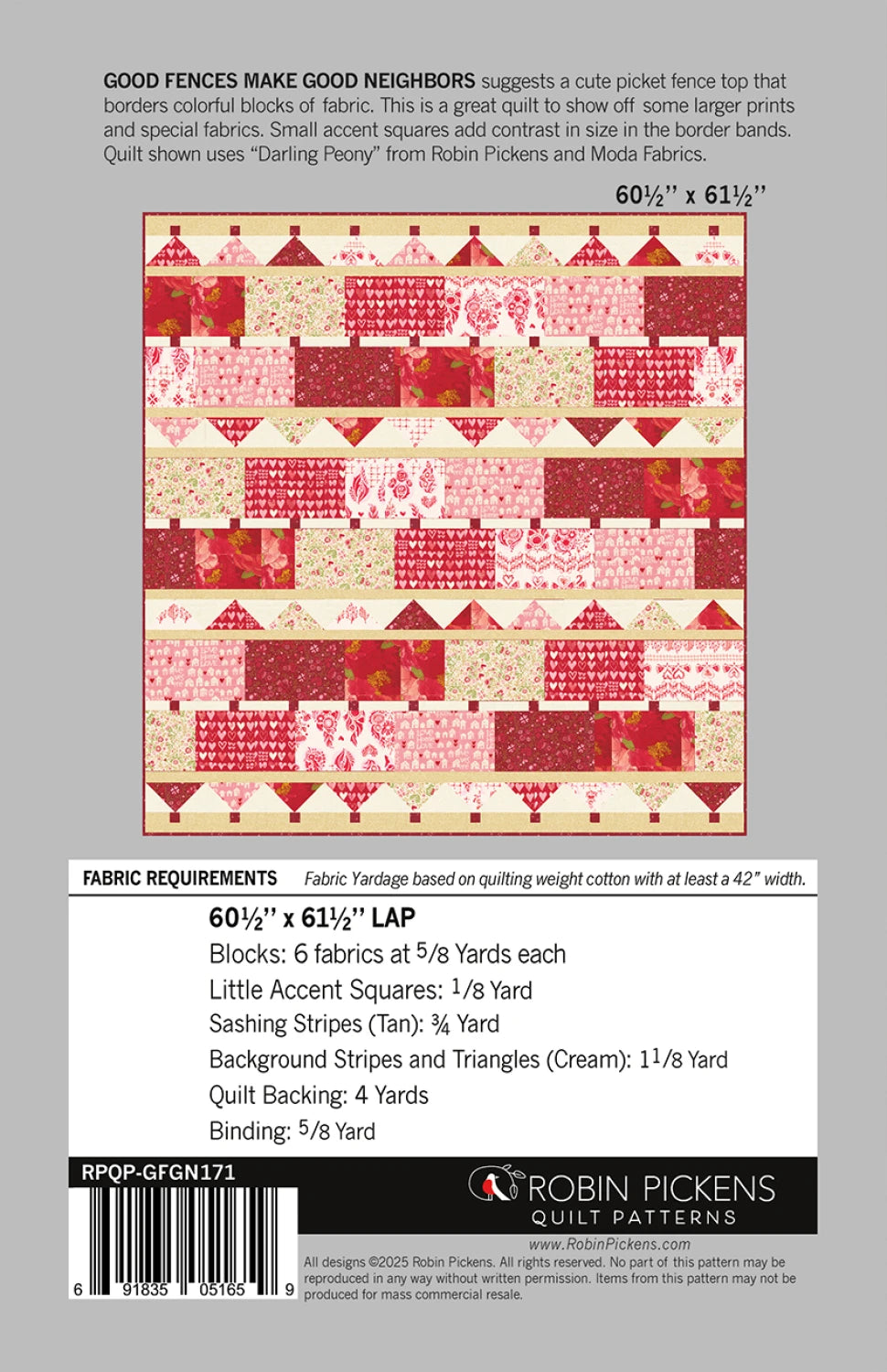 Good Fences Make Good Neighbors Quilt Pattern by Robin Pickens - RPQP-GFGN171