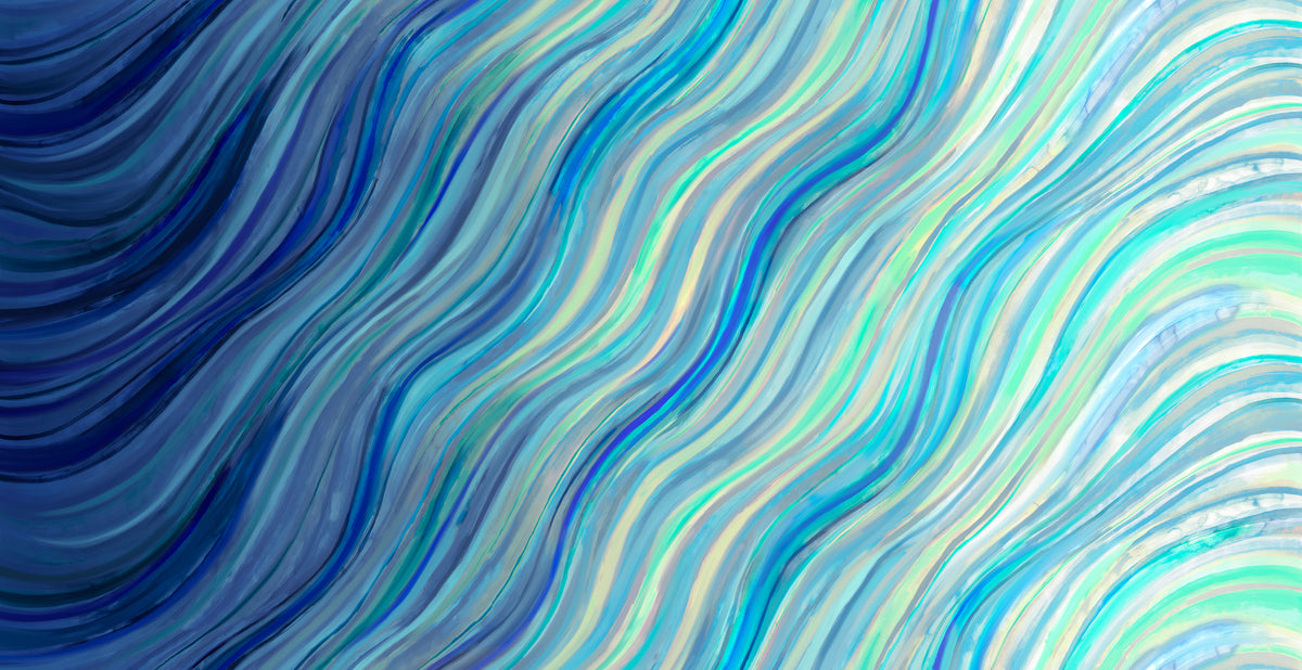 Gradients Auras Quilt Fabric - Watercolor Wave Ombre in Sapphire Blue - 33736 13