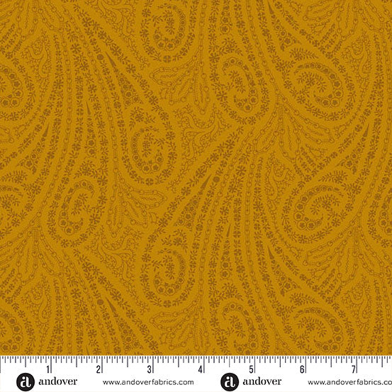 Grand Paisley Quilt Fabric by Jo Morton - Paisley in Amber Gold - A-5866-O1