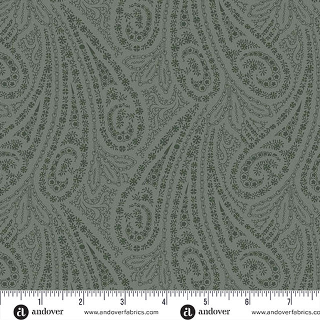 Grand Paisley Quilt Fabric by Jo Morton - Paisley in Celadon Green/Gray - A-5866-T