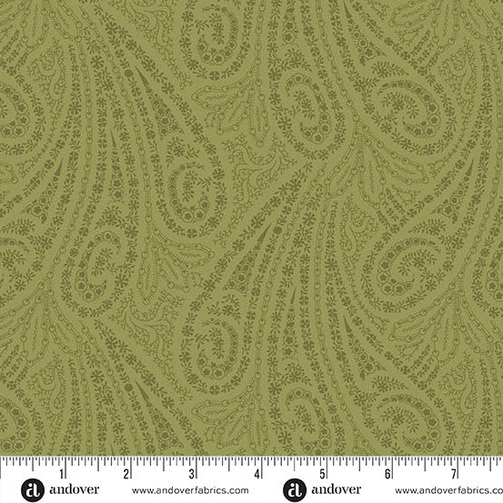 Grand Paisley Quilt Fabric by Jo Morton - Paisley in Moss Green - A-5866-G