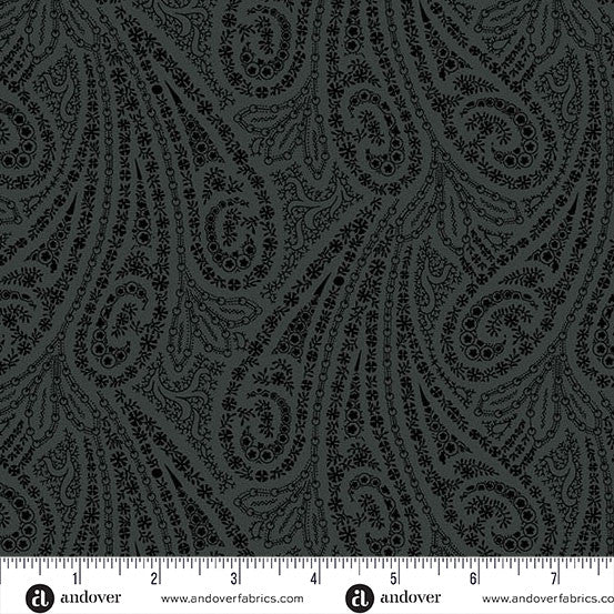 Grand Paisley Quilt Fabric by Jo Morton - Paisley in Obsidian Black - A-5866-K