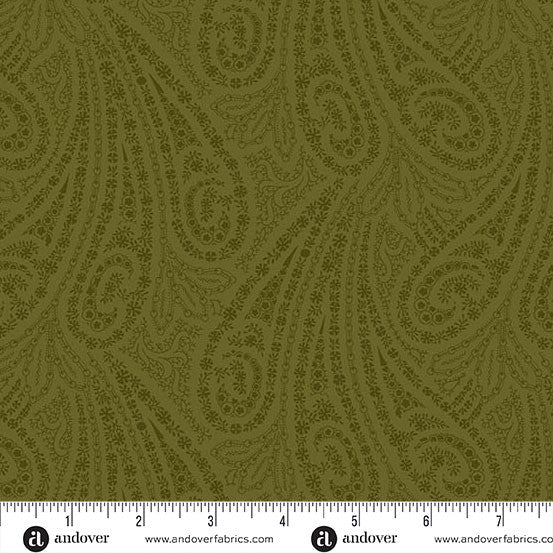 Grand Paisley Quilt Fabric by Jo Morton - Paisley in Olive Green - A-5866-G2