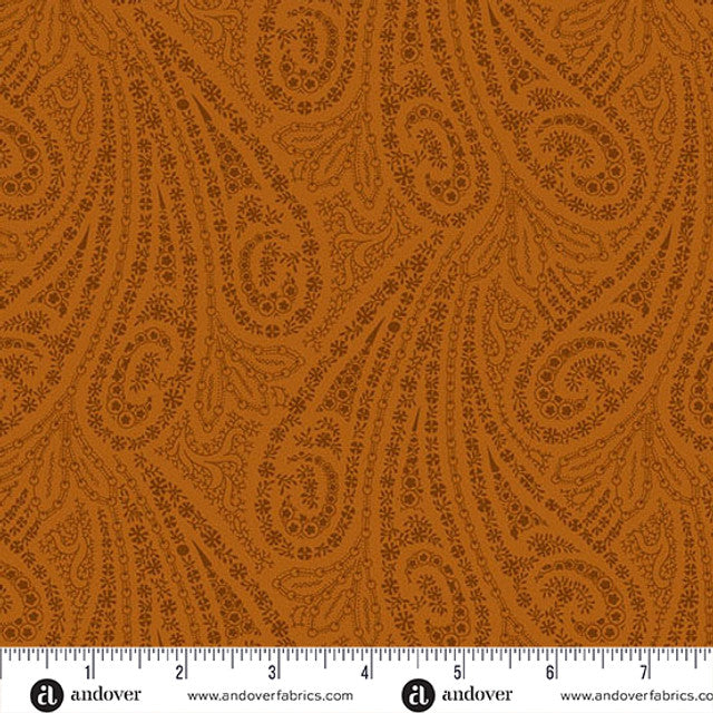 Grand Paisley Quilt Fabric by Jo Morton - Paisley in Persimmon Orange - A-5866-O
