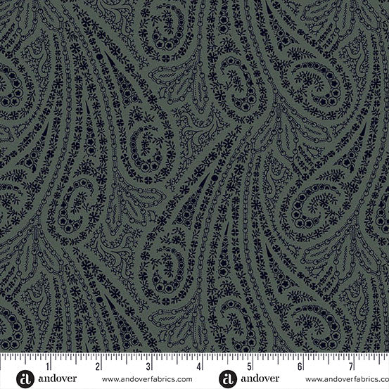 Grand Paisley Quilt Fabric by Jo Morton - Paisley in Pewter Gray - A-5866-C