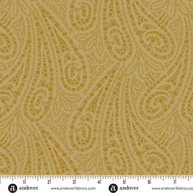 Grand Paisley Quilt Fabric by Jo Morton - Paisley in Straw Gold - A-5866-Y1
