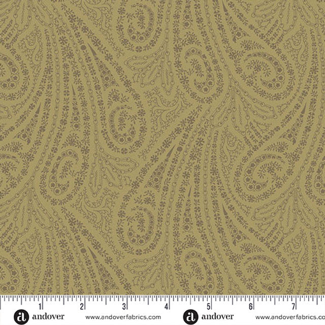 Grand Paisley Quilt Fabric by Jo Morton - Paisley in Lichen Green/Tan - A-5866-V