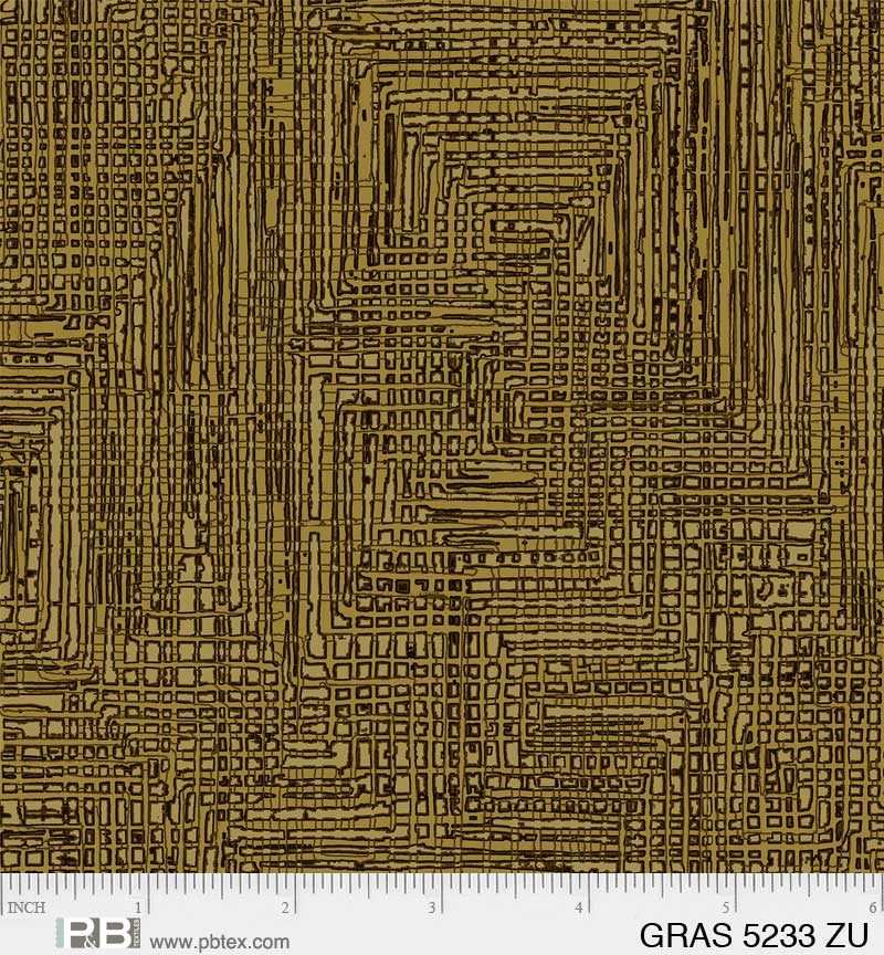 Grass Roots Quilt Fabric - Grasscloth in Dark Gold - GRAS 05233 ZU