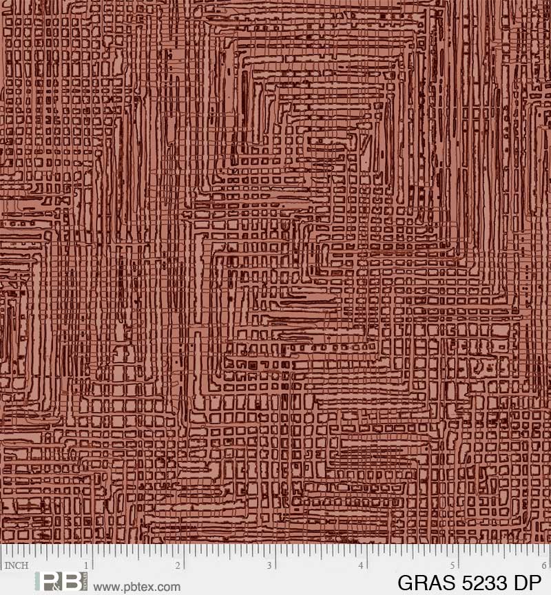 Grass Roots Quilt Fabric - Grasscloth in Dark Pink - GRAS 05233 DP