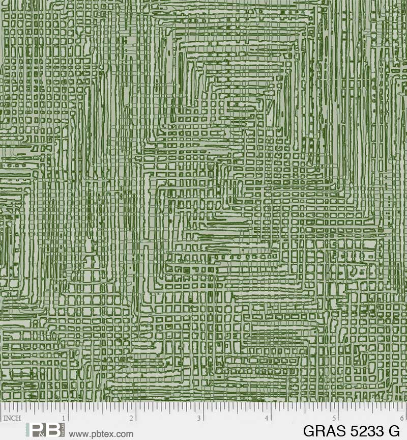 Grass Roots Quilt Fabric - Grasscloth in Green - GRAS 05233 G