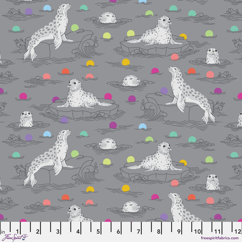 Graywork Quilt Fabric by Tula Pink - Seal the Deal in Shadow Gray - PWTP259.SHADOW