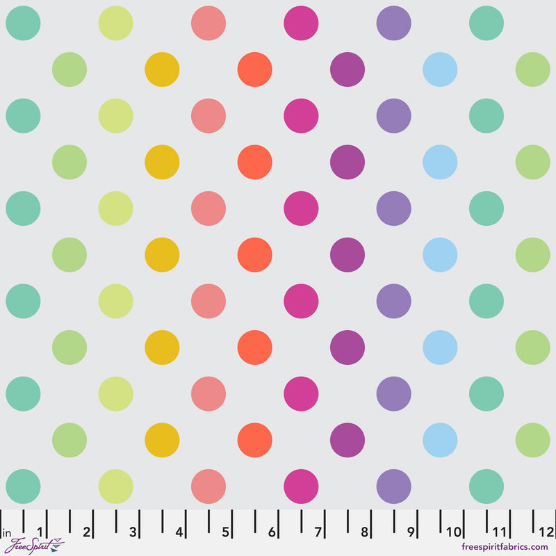 Graywork Quilt Fabric by Tula Pink - True Colors Disco Poms Dots in Whisper Gray - PWTP262.WHISPER