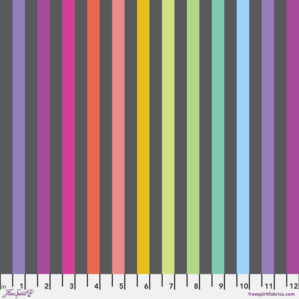 Graywork Quilt Fabric by Tula Pink - True Colors Disco Stripe in Carbon Gray - PWTP231.CARBON