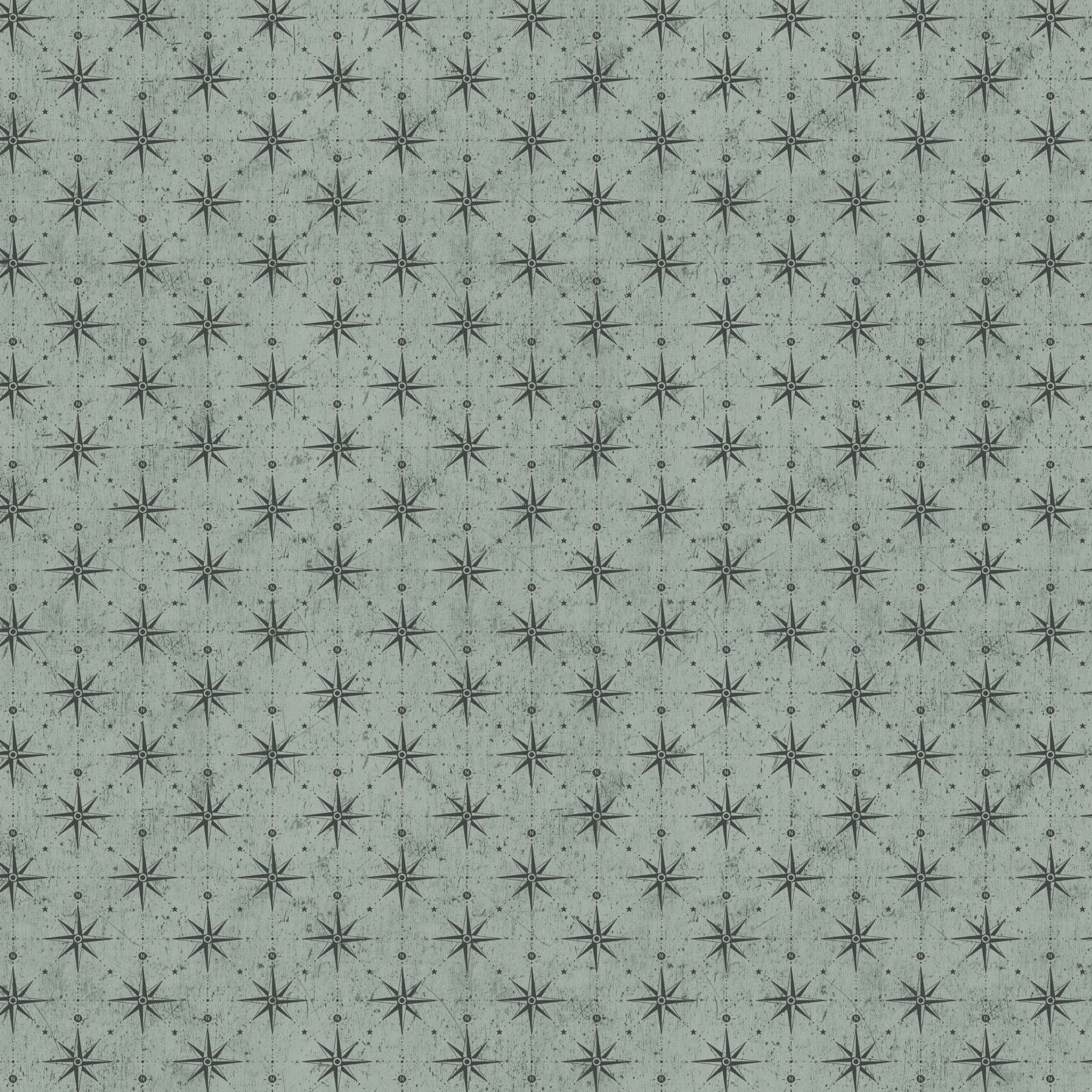 Great Journey Quilt Fabric - Compass in Green - 90789-73