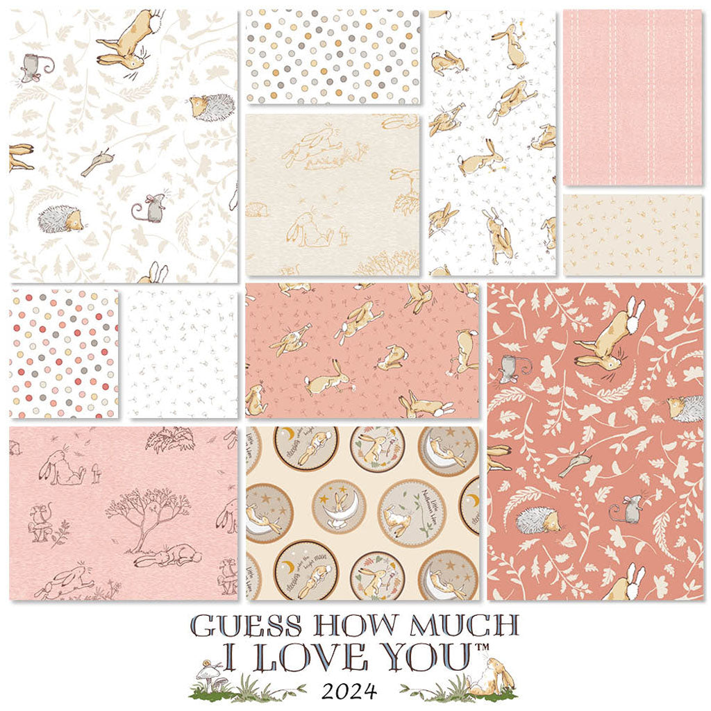 Guess How Much I Love You 2024 Quilt Fabric - 10" squares in Coral - TSQ0479