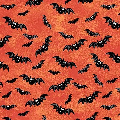 Halloween Season Quilt Fabric - Flying Bats in Orange - DC10940-ORAN-D
