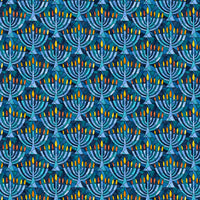 Hanukkah Lights Quilt Fabric - Menorahs in Blue/Multi - DP28981-46