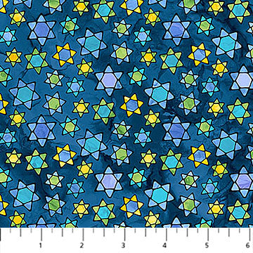 Hanukkah Lights Quilt Fabric - Stars in Blue/Multi - DP28986-46