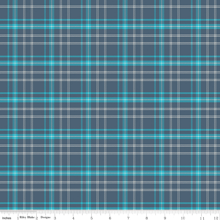 Happy Haven Quilt Fabric - Plaid in Navy Blue - C17625-NAVY