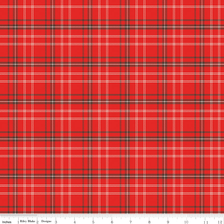 Happy Haven Quilt Fabric - Plaid in Red - C17625-RED