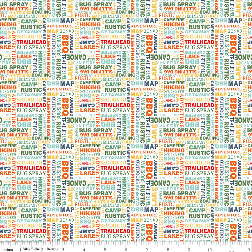 Happy Haven Quilt Fabric - Text in White - C17624-WHITE