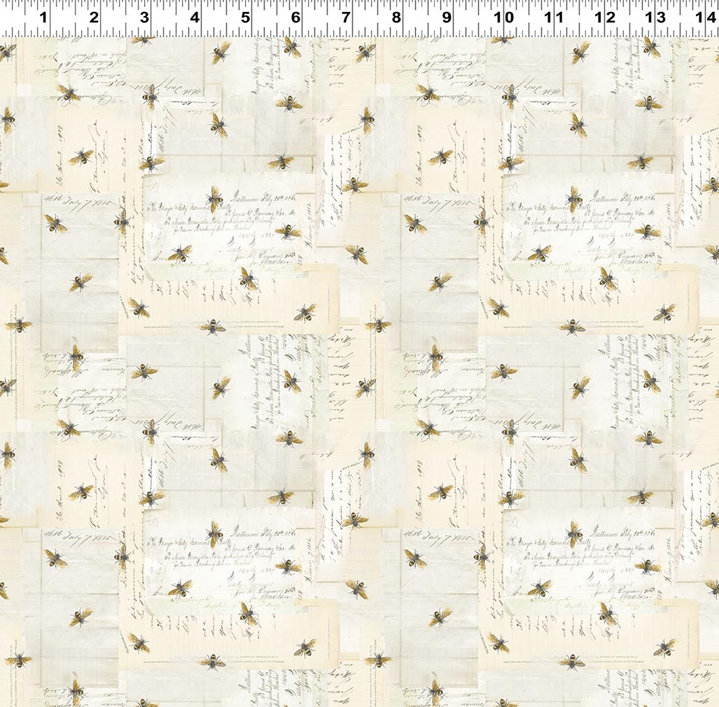 Harmony Quilt Fabric - Bees in Light Cream - Y4588-2