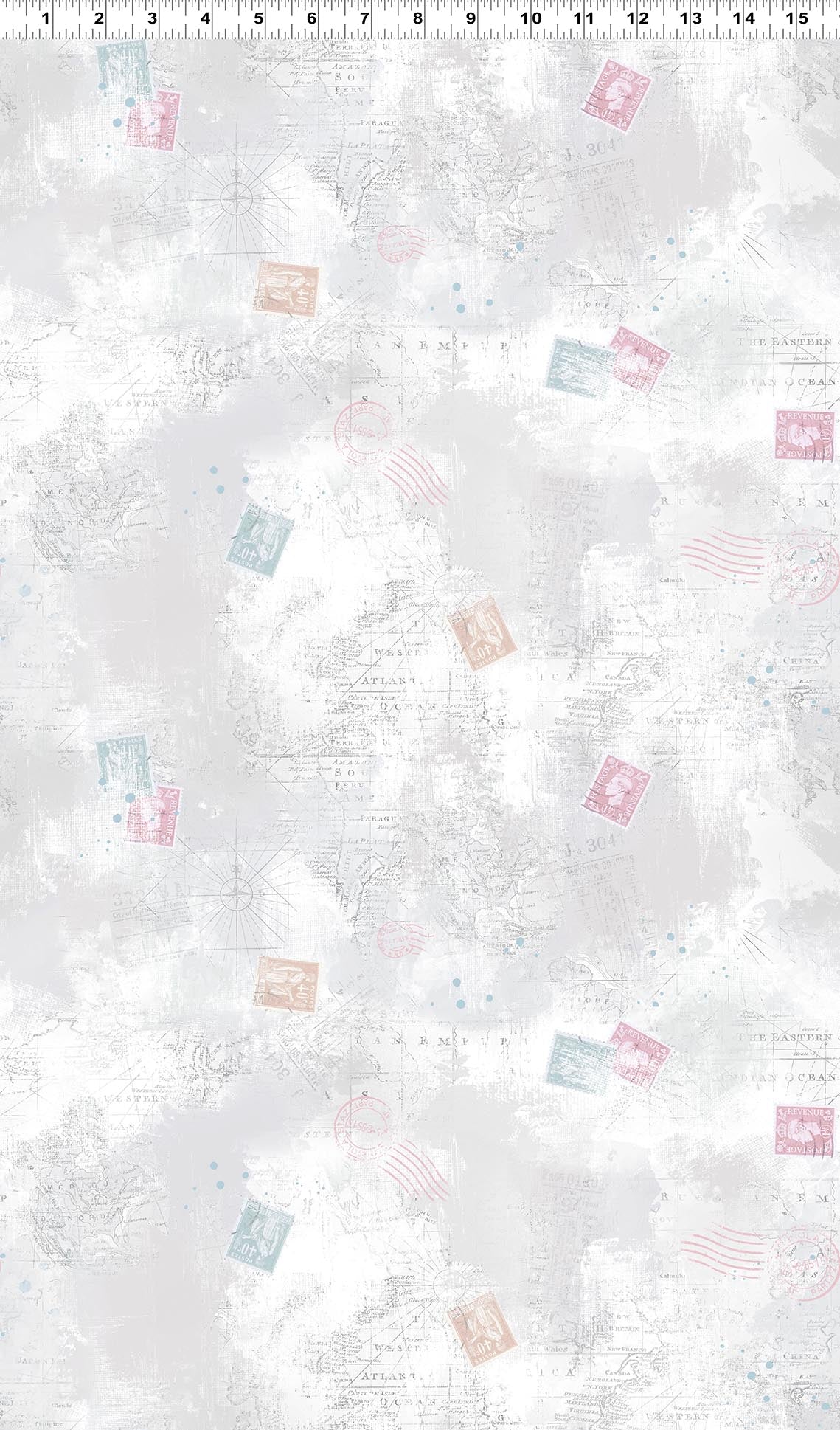 Harmony Quilt Fabric - Map in Light Pewter Gray - Y4581-118